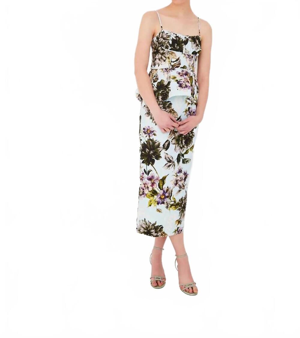 NEW CARA CARA sienna midi skirt in margaux bloom blue